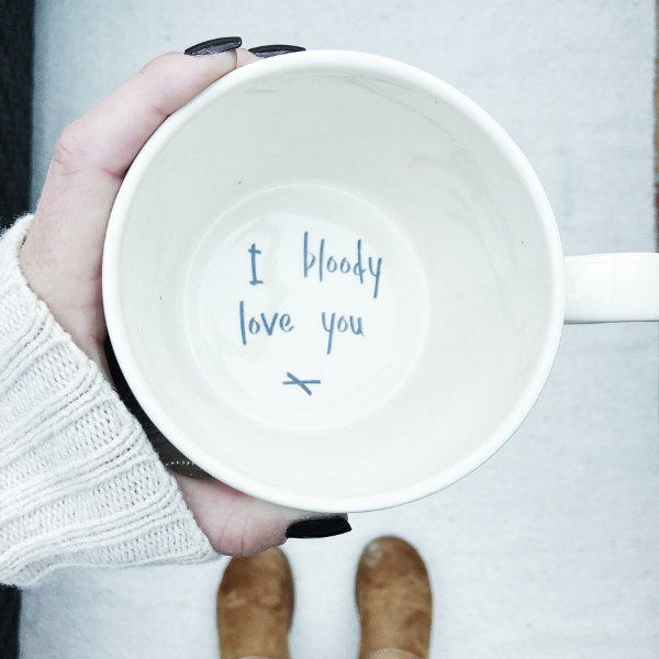 cup with I love you written in the bottom 