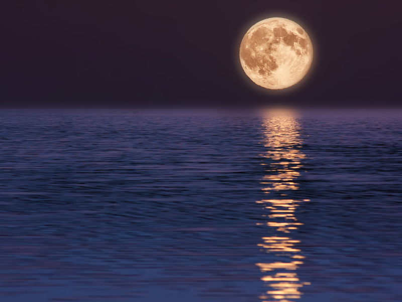 serene view of moon on calm sea representing stress management