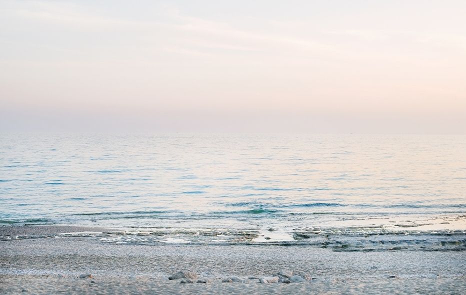 exam season; view of the beach shoreline at sunset. enjoy the big outdoors. 