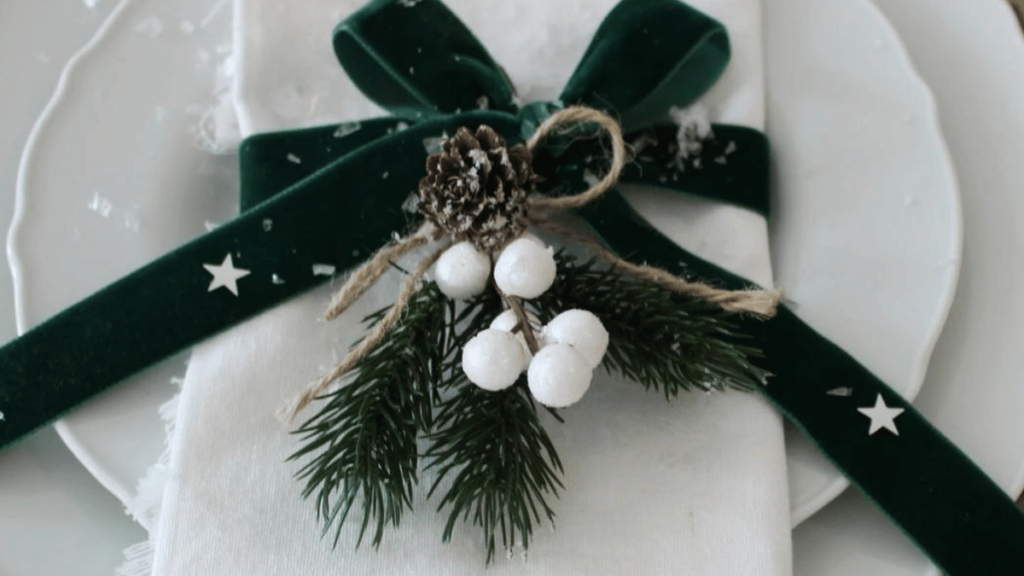 image of a place setting at the Christmas table