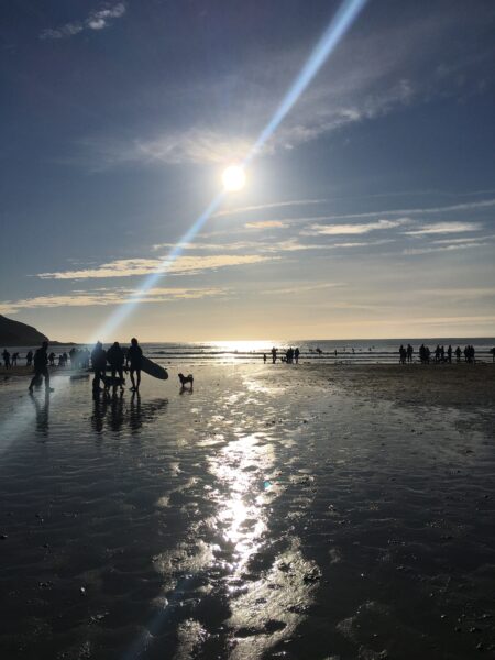 winter sun on a. devon beach 