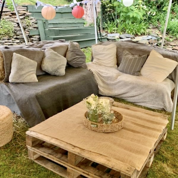 How to make an L shaped sofa from hay bales
