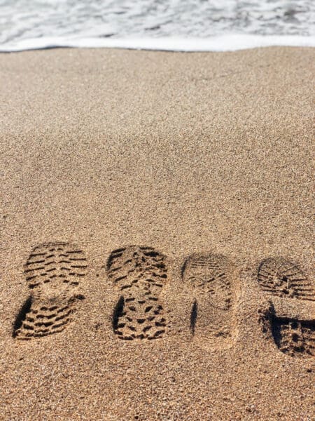 footsteps in the sand.