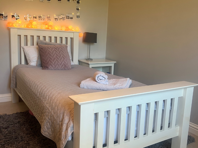 Before bedroom makeover showing tired bedroom ready for transformation