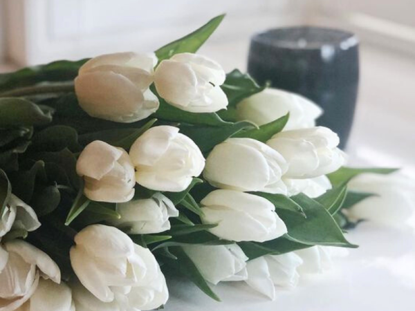 a bunch of white roses on a table
